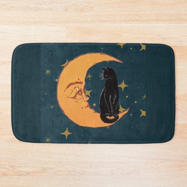Item preview, Vintage Celestial Black Cat Crescent Moon - Whimsigoth Alt Aesthetic Print designed and sold by BrontesWhimsyStore.
