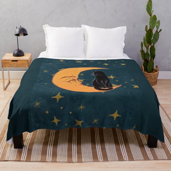 Item preview, Vintage Celestial Black Cat Crescent Moon - Whimsigoth Alt Aesthetic Print designed and sold by BrontesWhimsyStore.