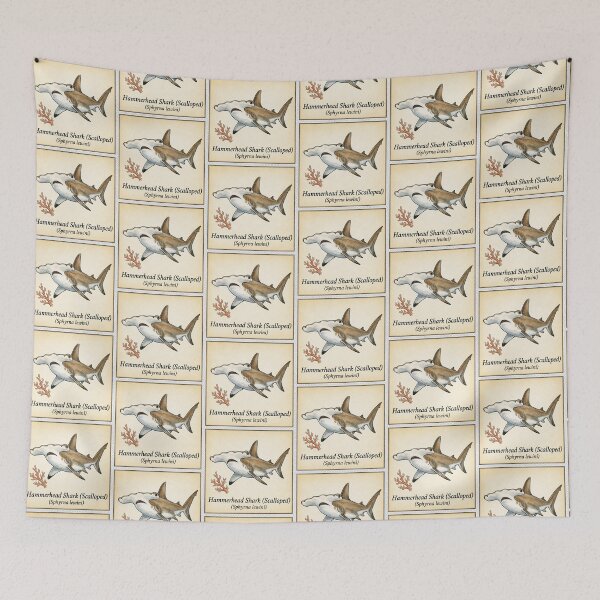 Item preview, Scalloped Hammerhead Shark Vintage Watercolor Marine Illustration designed and sold by KenworksDigital.