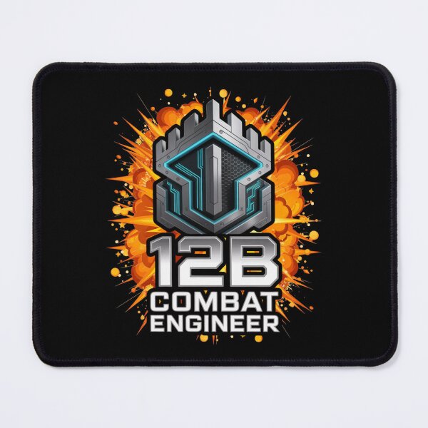 Item preview, 12B Combat Engineer — Futuristic Battlement Shield Emblem U.S. Army MOS Military Graphic Black Outline Explosion designed and sold by GFamilyC.