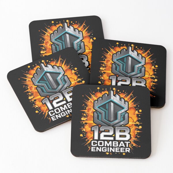 Item preview, 12B Combat Engineer — Futuristic Battlement Shield Emblem U.S. Army MOS Military Graphic Black Outline Explosion designed and sold by GFamilyC.