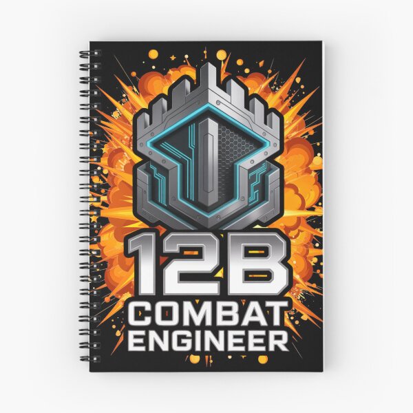 Item preview, 12B Combat Engineer — Futuristic Battlement Shield Emblem U.S. Army MOS Military Graphic Black Outline Explosion designed and sold by GFamilyC.