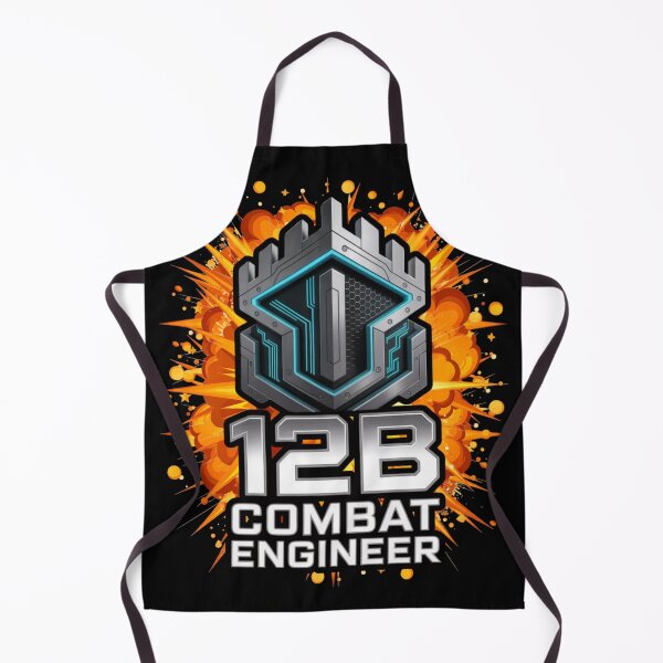 Item preview, 12B Combat Engineer — Futuristic Battlement Shield Emblem U.S. Army MOS Military Graphic Black Outline Explosion designed and sold by GFamilyC.