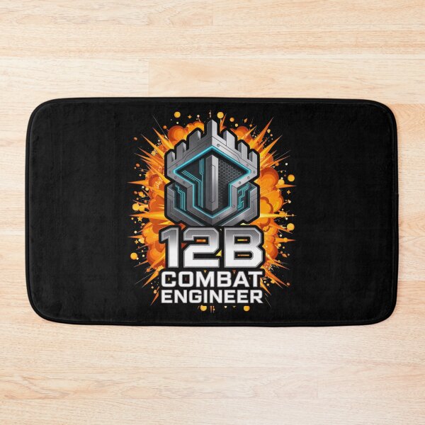 Item preview, 12B Combat Engineer — Futuristic Battlement Shield Emblem U.S. Army MOS Military Graphic Black Outline Explosion designed and sold by GFamilyC.