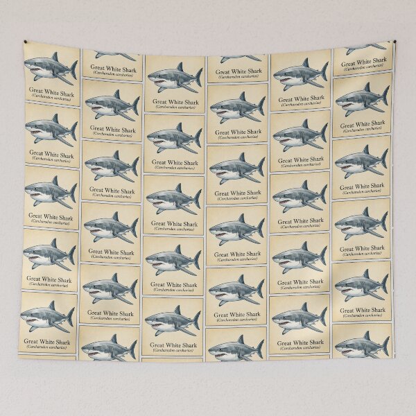 Item preview, Great White Shark Vintage Watercolor Marine Illustration designed and sold by KenworksDigital.