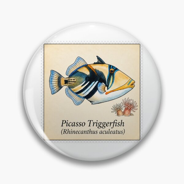 Item preview, Picasso Triggerfish Watercolor Reef Fish Illustration designed and sold by KenworksDigital.