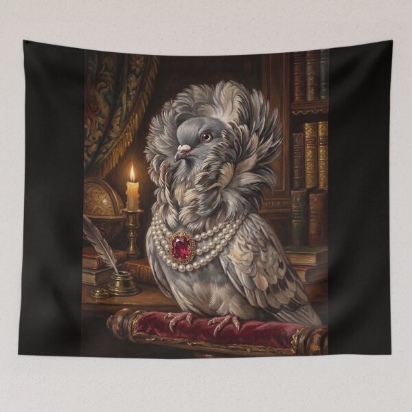 Item preview, Jacobin Pigeon Ruby Pearl Necklace designed and sold by The Real Beast Art.