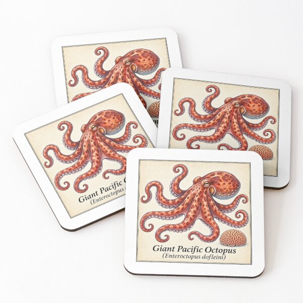 Item preview, Giant Pacific Octopus Vintage Marine Biology Illustration designed and sold by KenworksDigital.