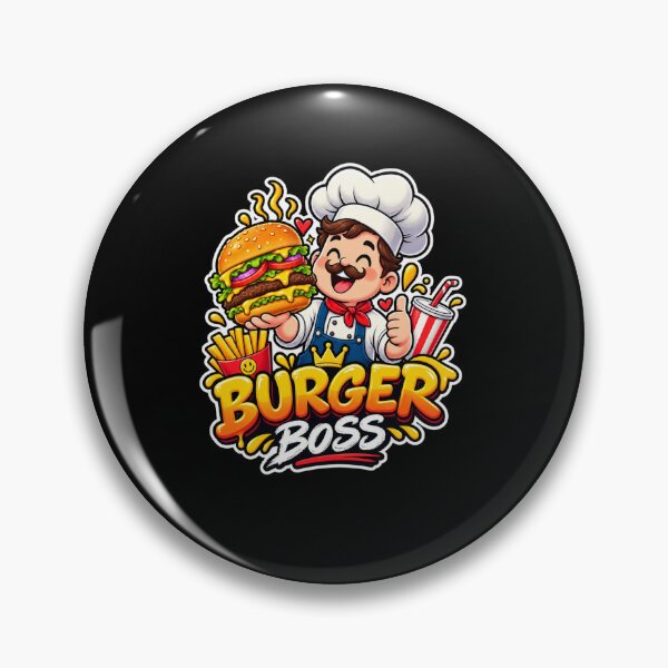 Artikelvorschau, Burger Boss Koch Lustiger Burgerliebhaber Feinschmecker Fast Food Design entworfen und verkauft von Artbysarmina.