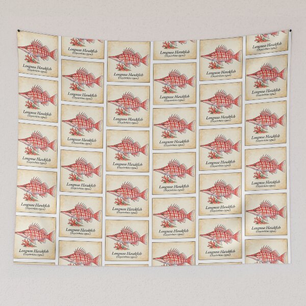 Item preview, Longnose Hawkfish Vintage Coral Reef Illustration designed and sold by KenworksDigital.