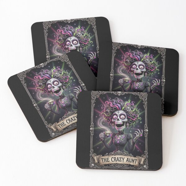 Item preview, The Crazy Aunt Tarot Card – Spooky Goth Coffee Skeleton designed and sold by MysticalSister.