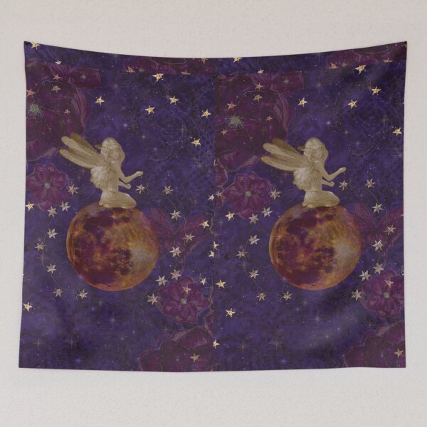 Item preview, Vintage Celestial Moon Fairy - Whimsigoth Fairycore Print designed and sold by BrontesWhimsyStore.