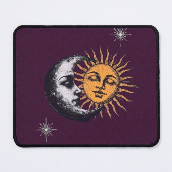 Item preview, Vintage Sun and Crescent Moon Face - Whimsigoth Celestial Print designed and sold by BrontesWhimsyStore.