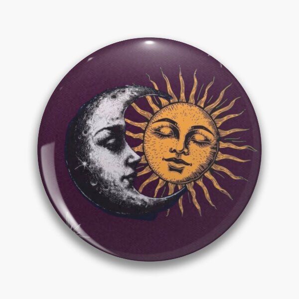 Item preview, Vintage Sun and Crescent Moon Face - Whimsigoth Celestial Print designed and sold by BrontesWhimsyStore.