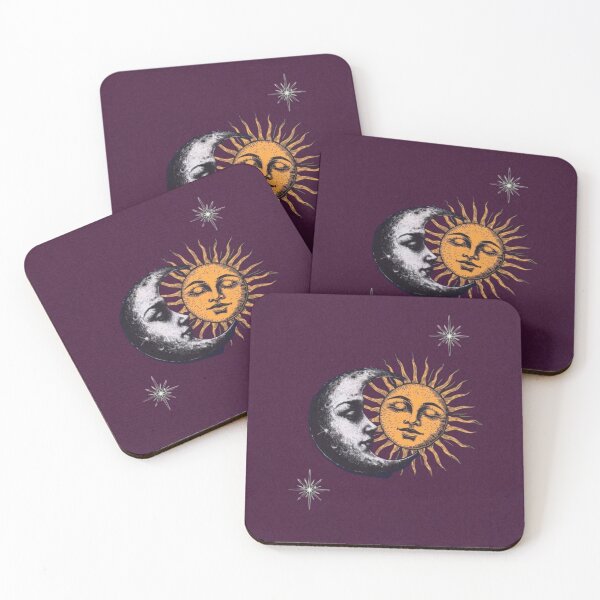 Item preview, Vintage Sun and Crescent Moon Face - Whimsigoth Celestial Print designed and sold by BrontesWhimsyStore.
