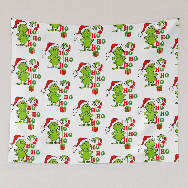 Artikelvorschau, Grinch Ho Ho Ho Weihnachten Weihnachtsmannmütze Feiertagsgrafik entworfen und verkauft von StuartMooreArt.