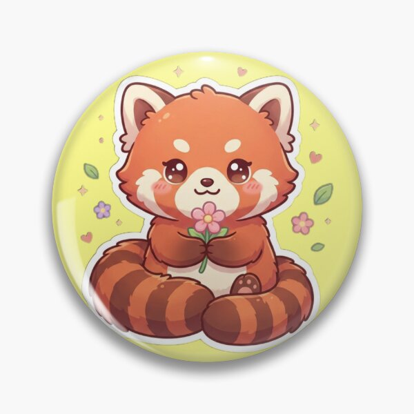 Item preview, Kawaii Red Panda with Flower – Cute Pastel Red Panda designed and sold by Tinydoodlenest .