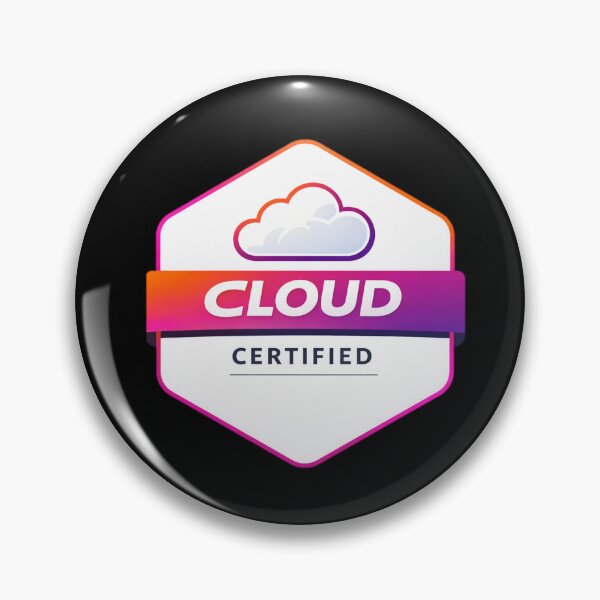 Aperçu de l'œuvre Design « Cloud Certified » | Autocollant | Stickers technologiques | Pin's | Badge créée et vendue par I am Certified Designs.