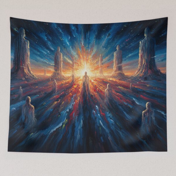 Item preview, Dawn of the Monoliths - Cosmic Sun Abstract designed and sold by samitdigitalart.