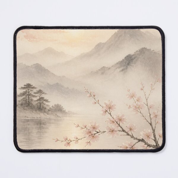 Item preview, Morning Sakura Fog Wall Art Poster | Japanese Cherry Blossom Lake Decor designed and sold by LuminaKage.