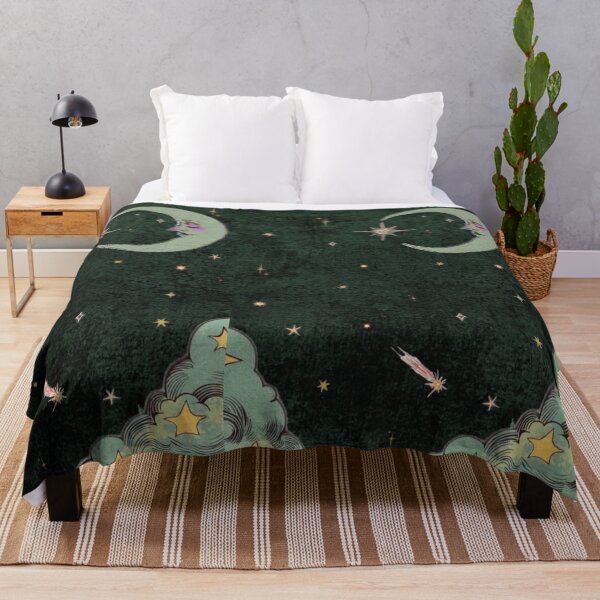 Item preview, Vintage Crescent Moon & Shooting Star - Green Whimsigoth Print designed and sold by BrontesWhimsyStore.