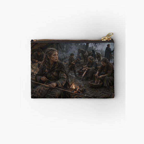 Item preview, Viking Age Woman Repairing a Bow | Norse Camp Life Historical Art | Dark Early Medieval Britain Print designed and sold by Element Horizon Studio.