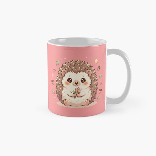 Item preview, Kawaii Hedgehog with Flower – Cute Pastel Hedgehog designed and sold by Tinydoodlenest .