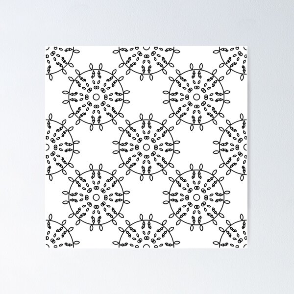 Artikelvorschau, Nahtloses geometrisches Mandala-Muster in Schwarz-Weiß entworfen und verkauft von ArtBySaMandala.