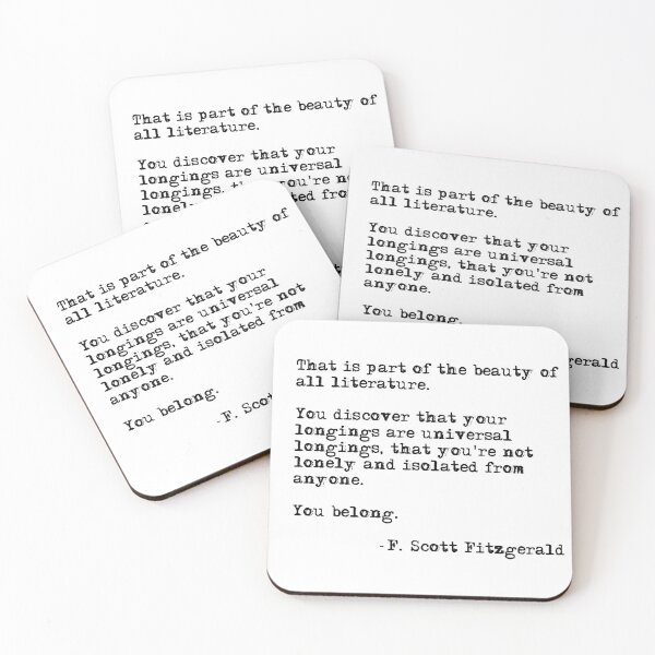 The beauty of all literature - F Scott Fitzgerald Coasters (Set of 4)