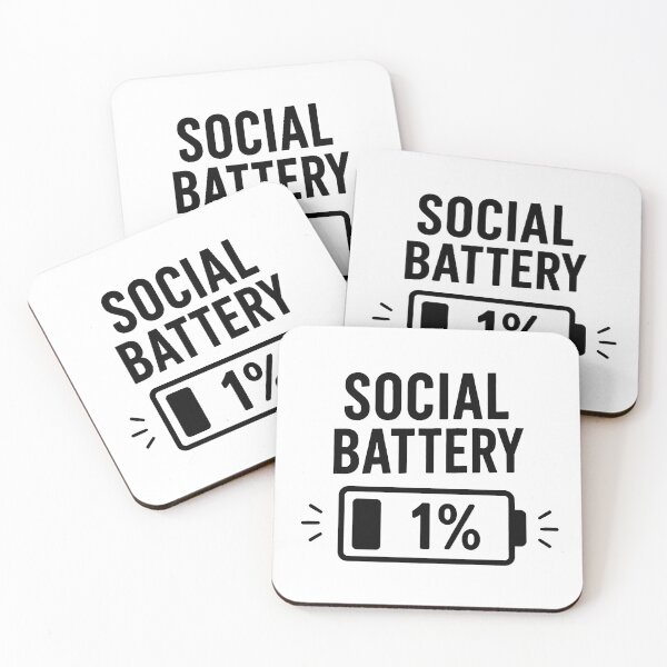 Item preview, Social Battery 1% – Funny Introvert Low Energy Quote designed and sold by Abidel.