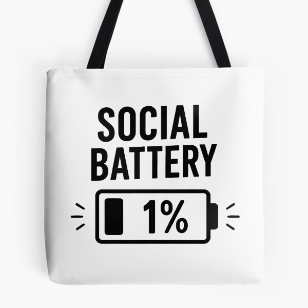 Item preview, Social Battery 1% – Funny Introvert Low Energy Quote designed and sold by Abidel.