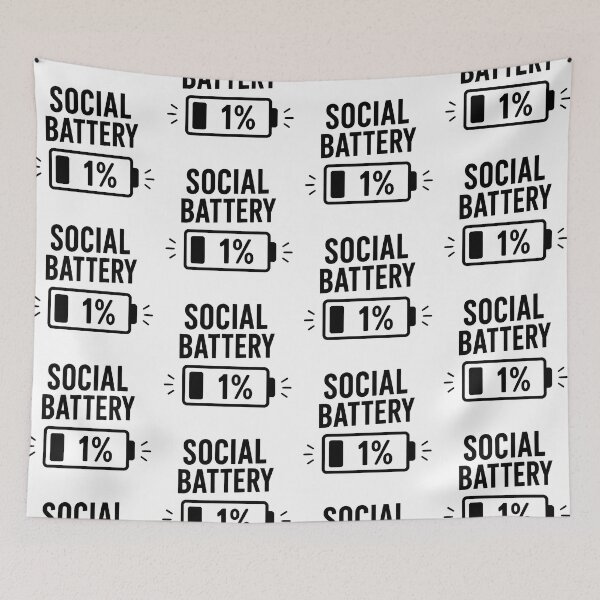 Item preview, Social Battery 1% – Funny Introvert Low Energy Quote designed and sold by Abidel.