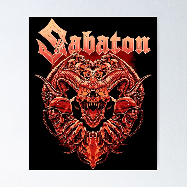 Item preview, Sabaton Horned Demon Skull Red Helmets Chains designed and sold by Dulliyo.