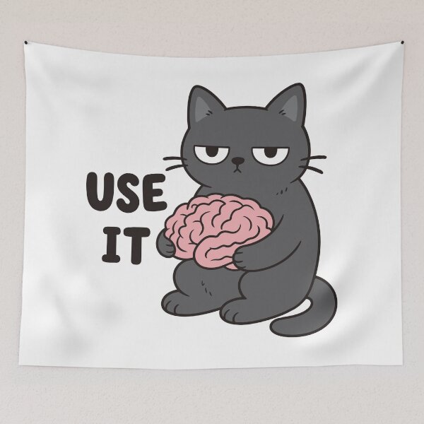 Item preview, Use It Grumpy Cat Brain – Funny Sarcastic Cat Sticker designed and sold by tindian.