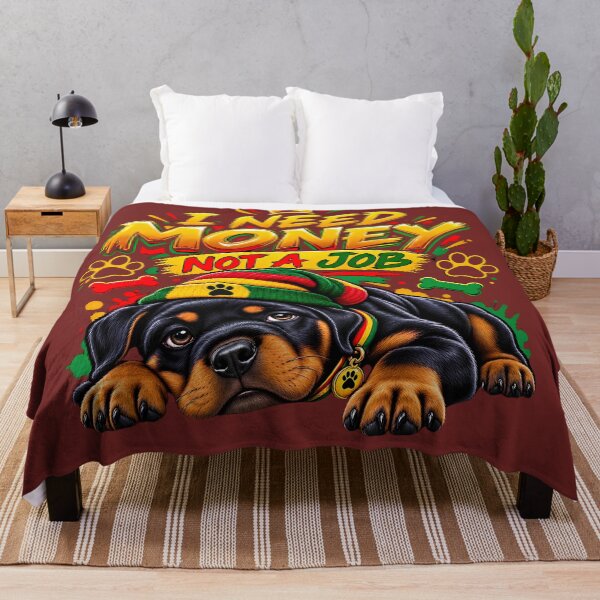Item preview, Cute Rottweiler Puppy In Beanie - Need Money Not A Job Humor designed and sold by digitalbob60.