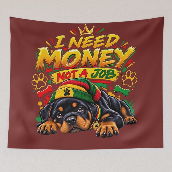 Item preview, Cute Rottweiler Puppy In Beanie - Need Money Not A Job Humor designed and sold by digitalbob60.