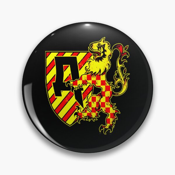 Item preview, Medieval Crest Shield Checkerboard Yellow Lion Distressed designed and sold by Dulliyo.