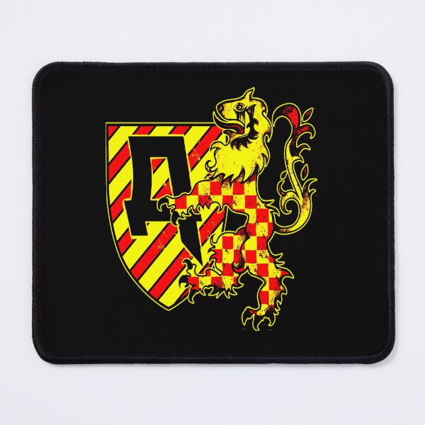 Item preview, Medieval Crest Shield Checkerboard Yellow Lion Distressed designed and sold by Dulliyo.