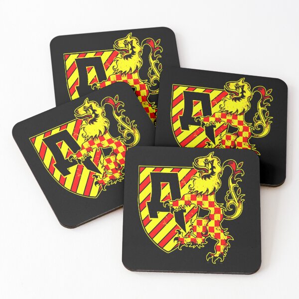 Item preview, Medieval Crest Shield Checkerboard Yellow Lion Distressed designed and sold by Dulliyo.