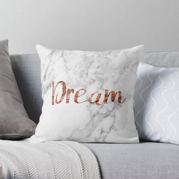 Rose gold on marble dream Throw Pillow