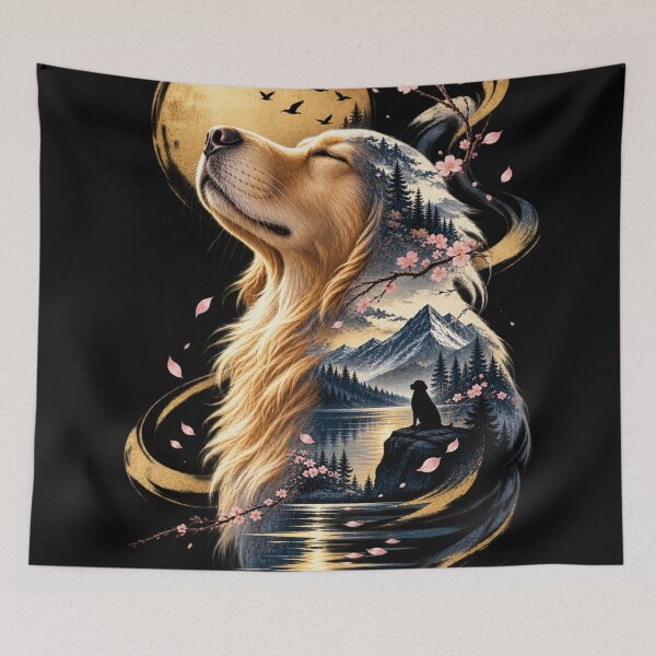 Item preview, Golden Retriever Nature Double Exposure - Mountain Spirit Dog designed and sold by GenZFashion000.
