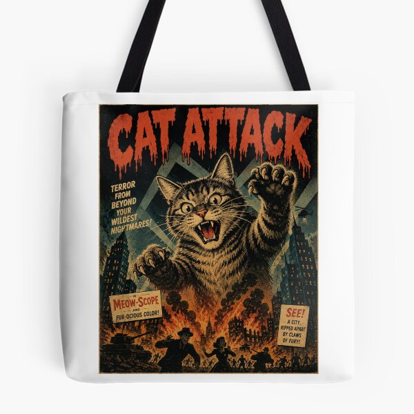 Item preview, Vintage Funny Big Cat Attack Movie Poster Humor designed and sold by WolfmanProphecy.