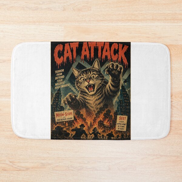 Item preview, Vintage Funny Big Cat Attack Movie Poster Humor designed and sold by WolfmanProphecy.