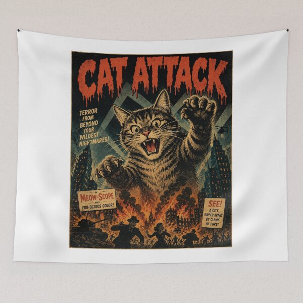 Item preview, Vintage Funny Big Cat Attack Movie Poster Humor designed and sold by WolfmanProphecy.