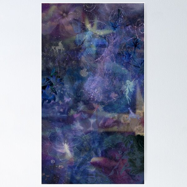Item preview, Ethereal Magical Fairyland - Purple & Blue Fairycore Print designed and sold by BrontesWhimsyStore.