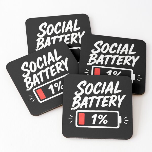 Item preview, Social Battery 1% – Funny Introvert Drained Energy Quote designed and sold by Abidel.