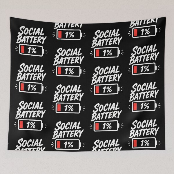 Item preview, Social Battery 1% – Funny Introvert Drained Energy Quote designed and sold by Abidel.