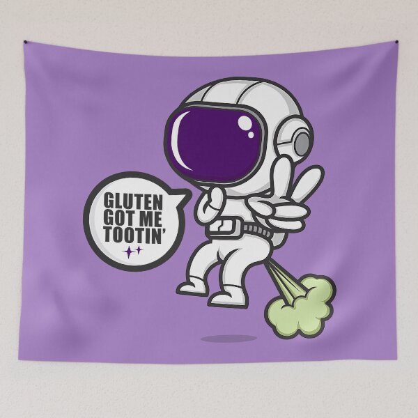 Item preview, Gluten Got Me Tootin Funny Kawaii Astronaut Fart Pun designed and sold by artworkathome.