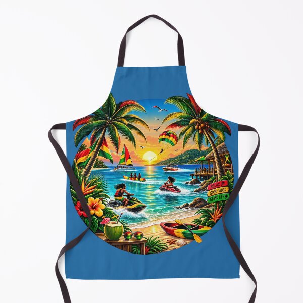 Item preview, Jamaica Tropical Ocean Sunset - Palm Trees & Water Sports Illustration designed and sold by digitalbob60.