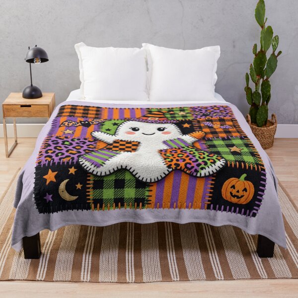 Item preview, Spooky Cute Ghost - Patchwork Art designed and sold by Festive Bug.